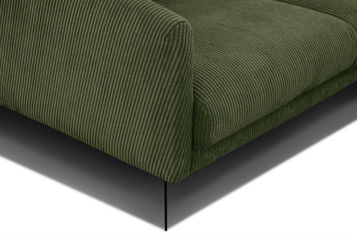 SOFA VILT 3-Sitzer, olivgrün - Schwarz/Olivgrün, Holzwerkstoff/Kunststoff (202/89/94cm) - Courtois Laville
