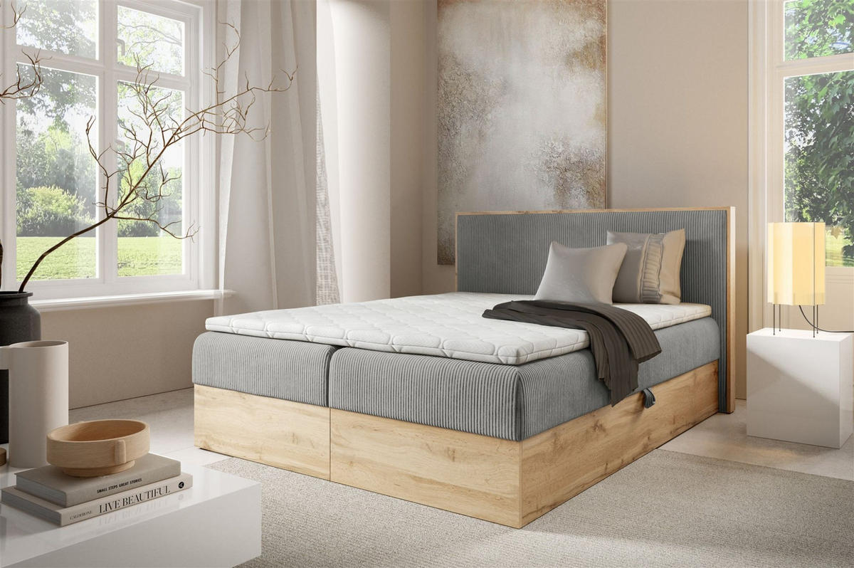 BOXBETT Roland Premium - Grau, Holzwerkstoff/Textil (120/220cm) - Fun Möbel