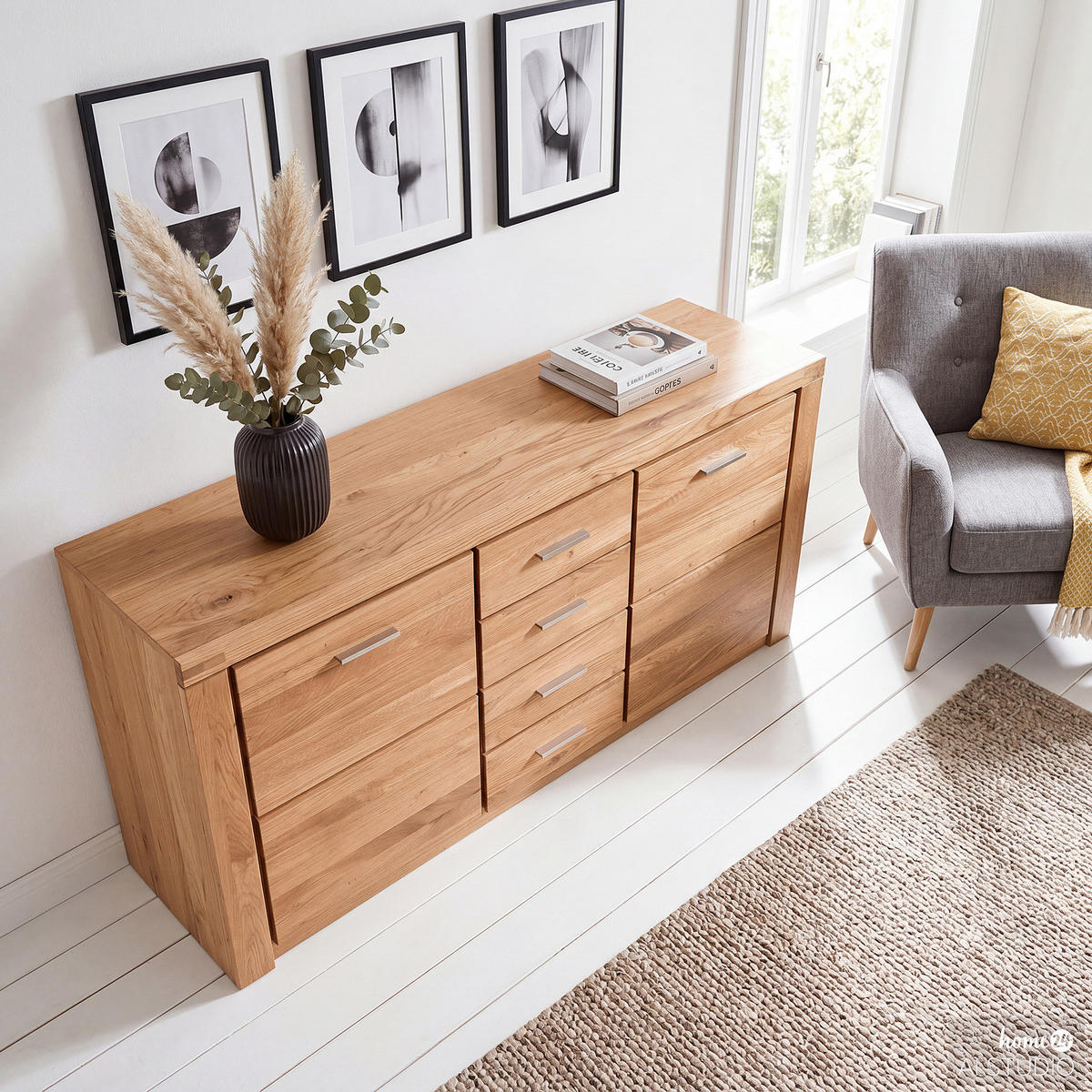 SIDEBOARD - Teilmassiv - Braun, Holzwerkstoff/Metall (158/80/40cm) - home24
