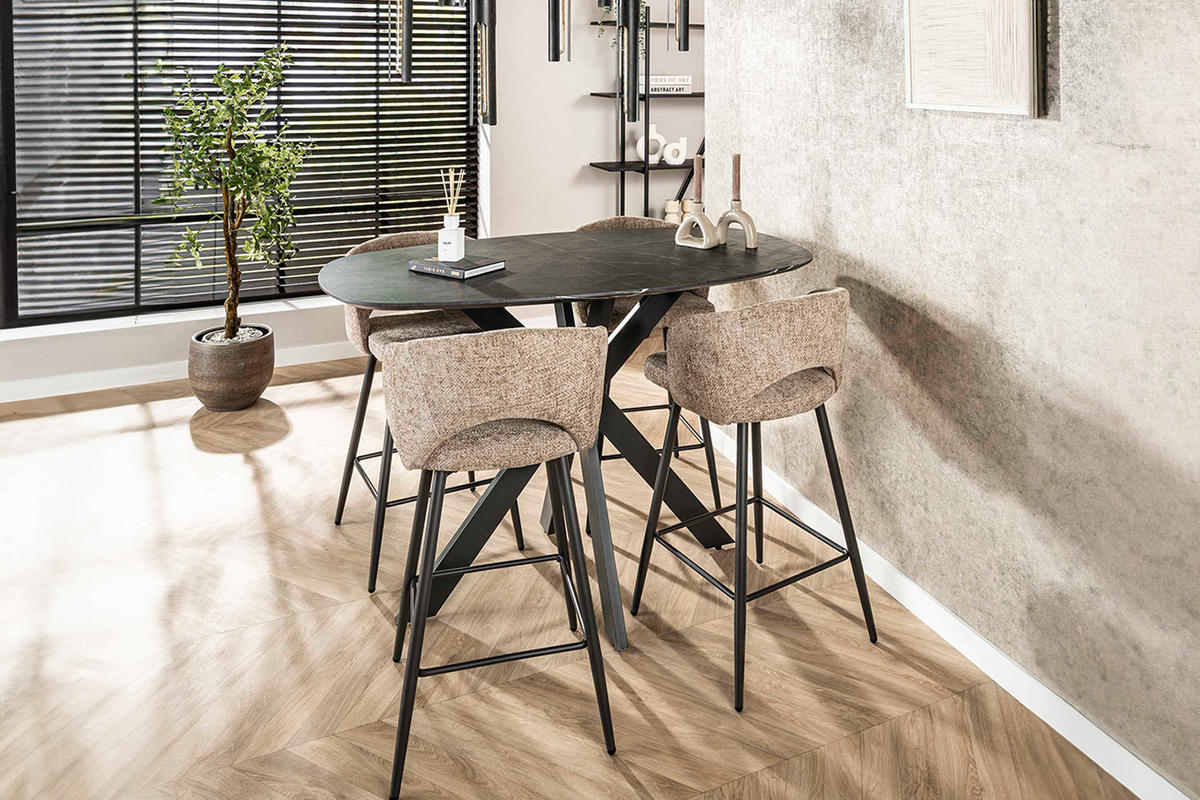 BARTISCH SESTA Schwarz Holz - Schwarz, Holz/Metall (80/93/140cm) - KAWOLA