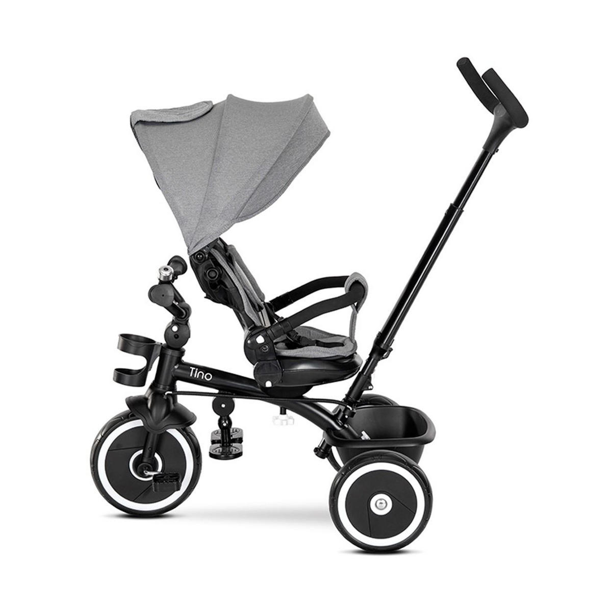 DREIRAD Tino Klingel, Korb grau umbaubar, drehbarer Sitz, Getränkehalter - Grau, Metall (108/55/96cm) - Lorelli