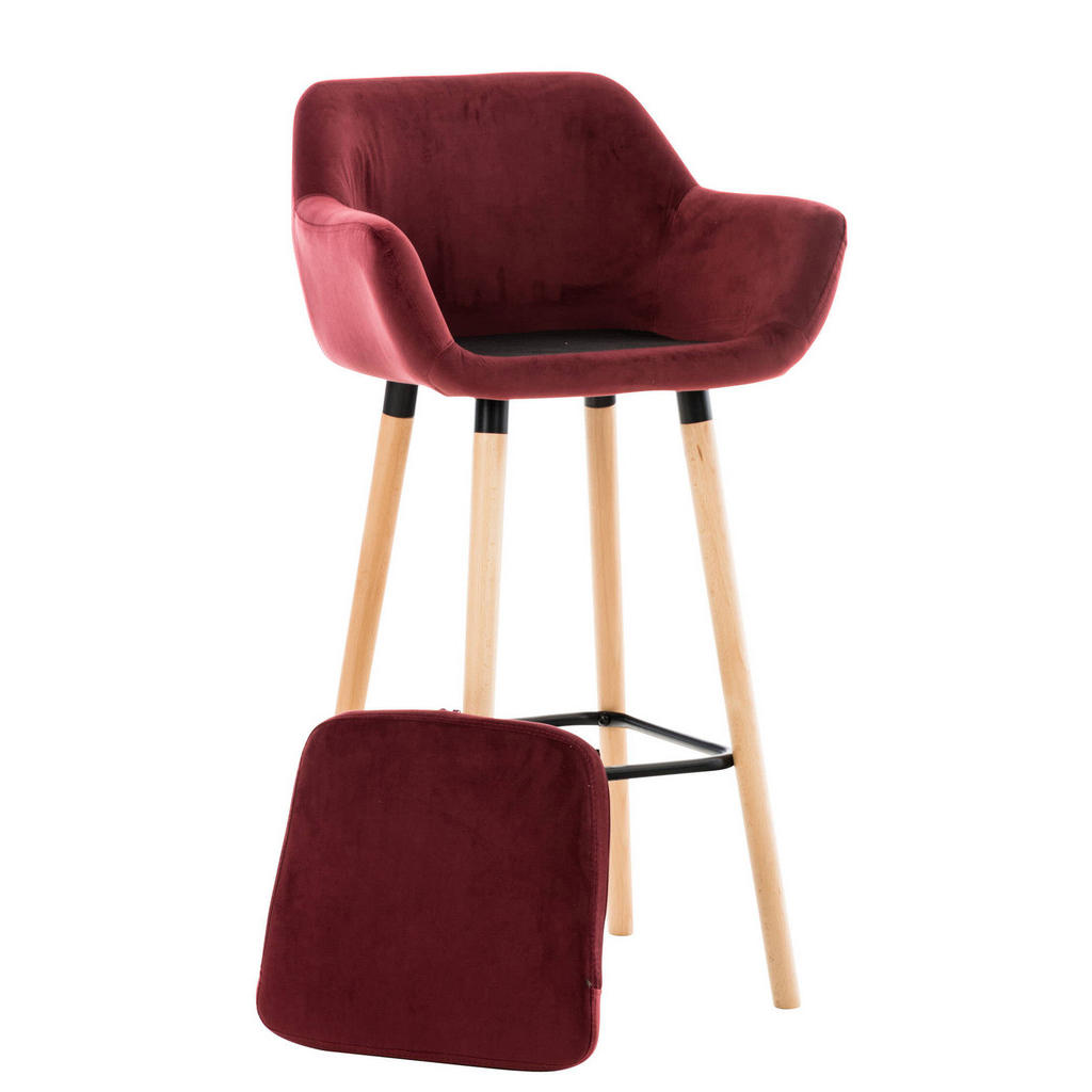 Thumbnail - TPFLiving Barhocker, Rot, Textil, Gittergestell, 55x99x46 cm, Esszimmer, Barmöbel, Barhocker