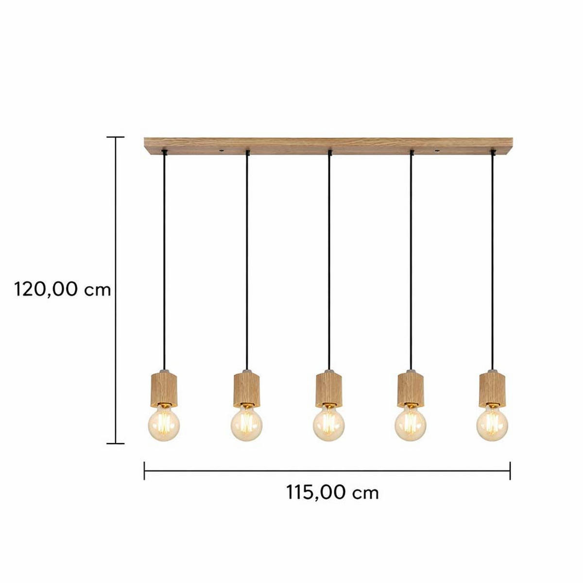 HÄNGELEUCHTE Holzoptik Braun 5 Flammig - Braun, Metall (115/6/120cm) - Globo Lighting