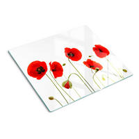 GLASPLATTE 60x52 cm Mohnblumen - Rot, Glas (60/0.4/52cm) - TULUP