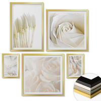 WANDBILDER 5er Set - 50x50 cm & 20x30 cm & 40x60 cm Goldrahmen - Elegante Marmormuster - Goldfarben, Kunststoff (40/60cm) - ArtPrintCave