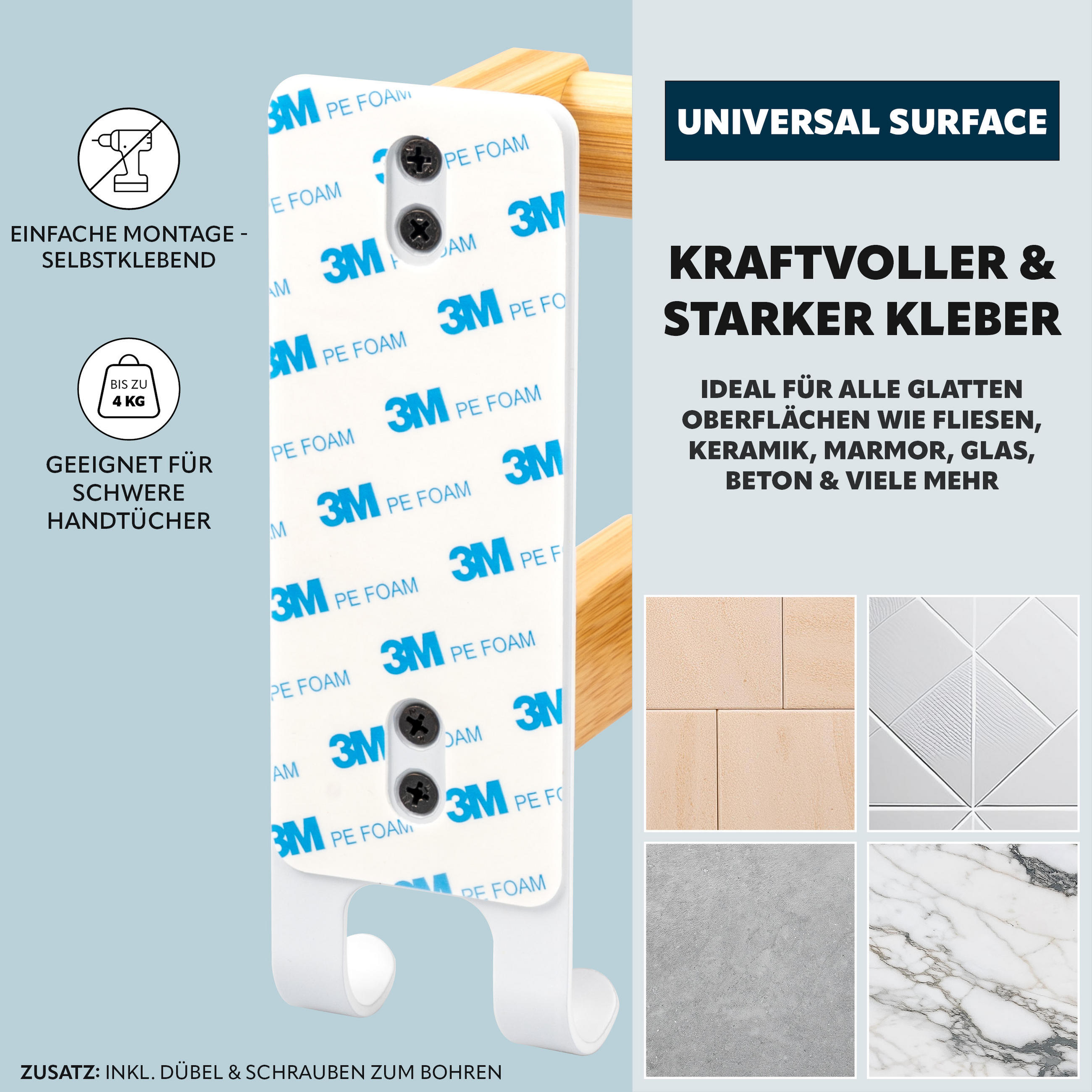 Thumbnail - eluno Handtuchhalter,, Weiß, Holz, 64.5x18x12 cm, Badaccessoires, Waschplatzzubehör, Handtuchhaken