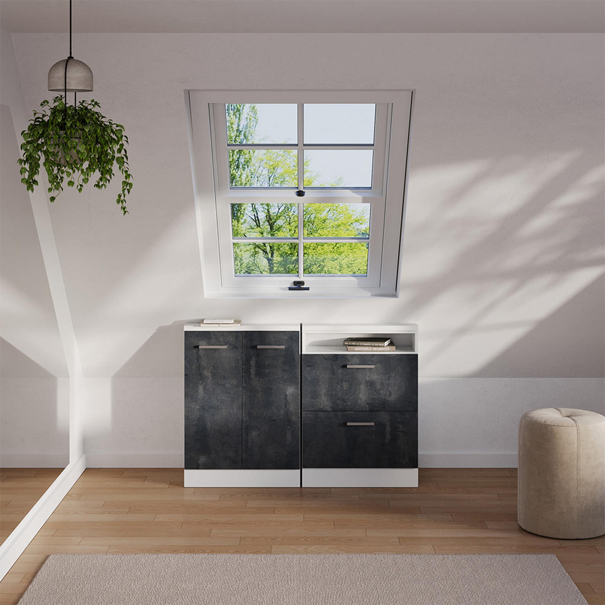 Schwarz/Weiß, Holzwerkstoff (60/81.6/46cm) - Vicco