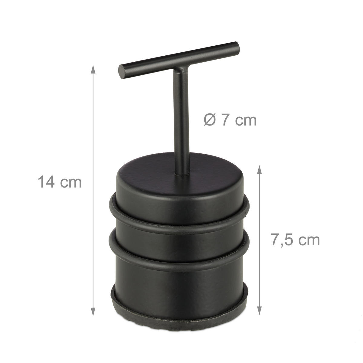DÖRRSTOPP Svart rostfritt stål med handtag - Svart, Metall/Plast (7/7cm) - Relaxdays