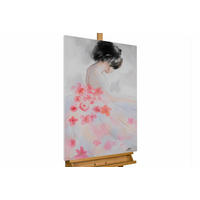 ACRYLBILD HANDGEMALT 60/90 cm - Pink/Beige, Holz/Textil (60/90cm) - KUNSTLOFT