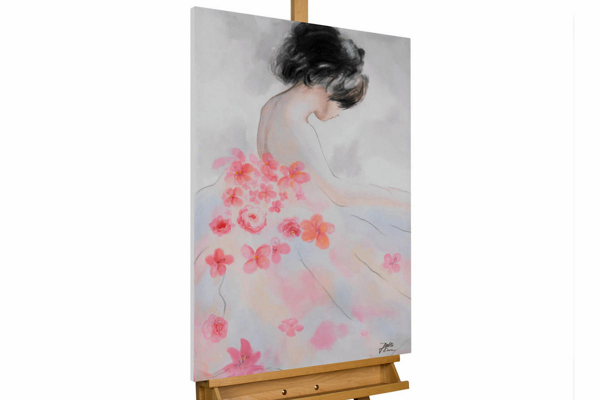 ACRYLBILD HANDGEMALT 60/90 cm - Pink/Beige, Holz/Textil (60/90cm) - KUNSTLOFT
