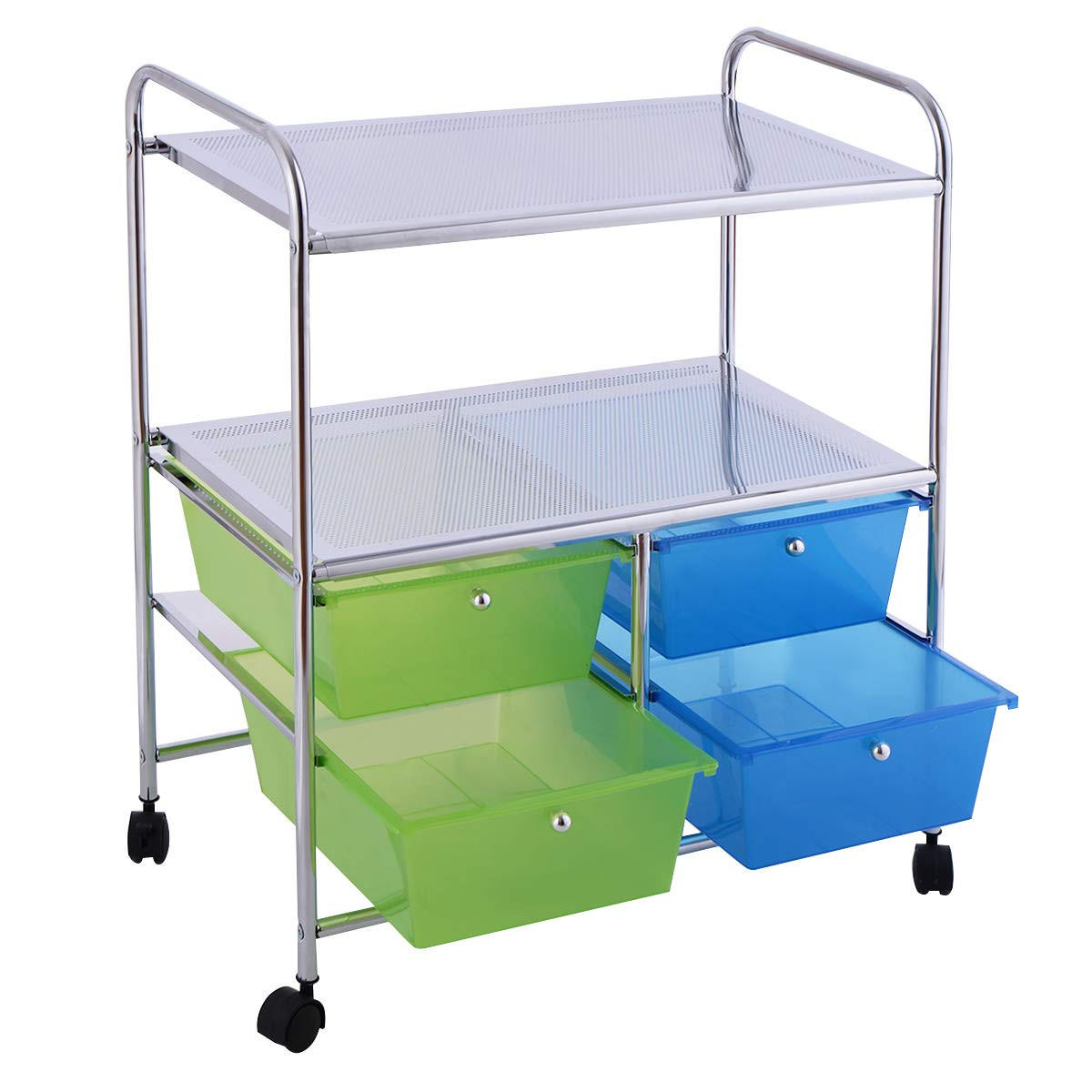 STORAGE TROLLEY Blau - Blau, Kunststoff (74.5/23/43cm) - COSTWAY