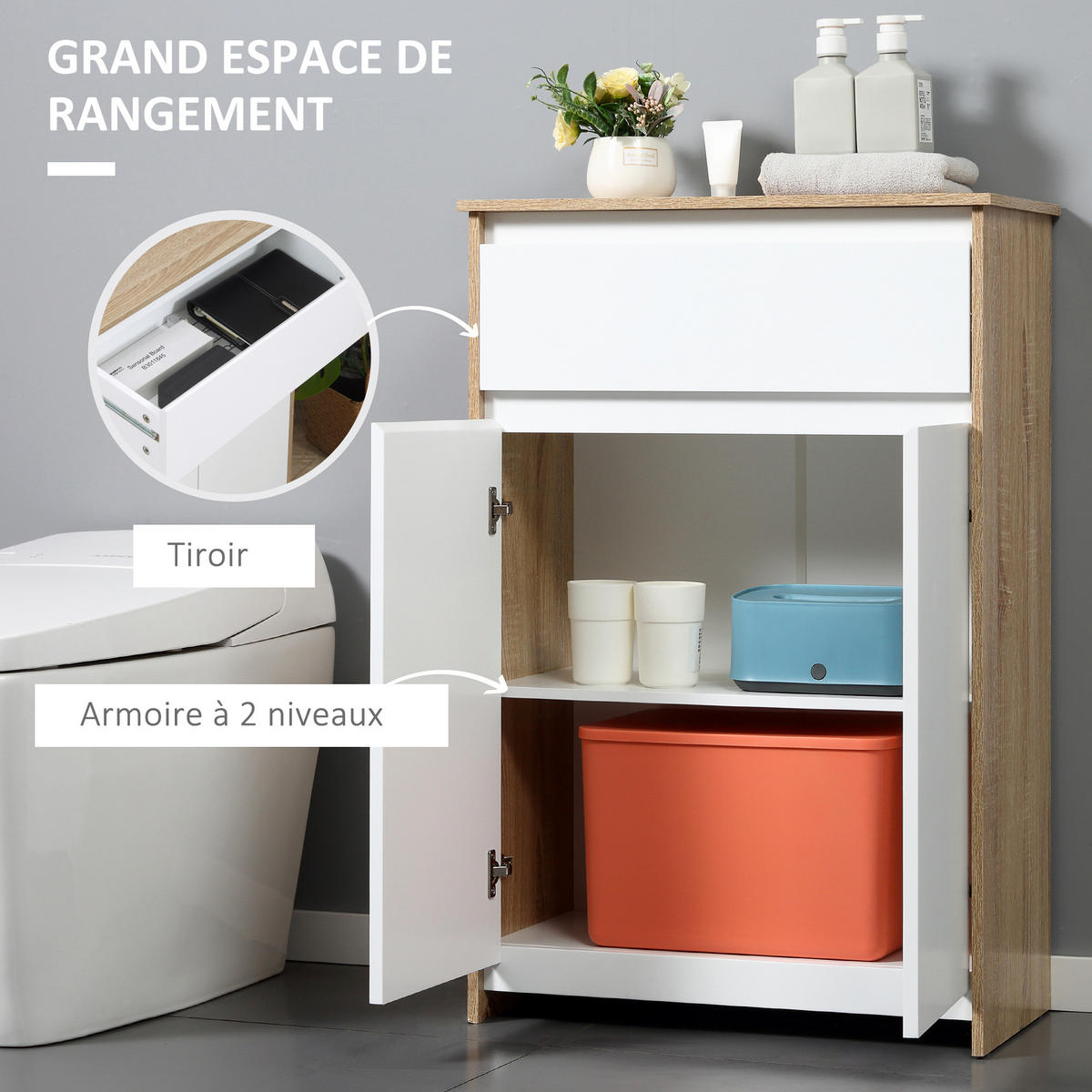 MIDISCHRANK DE-12540 60/30/90 cm Weiß - Weiß, Holzwerkstoff (30/90/60cm) - ComfortXL