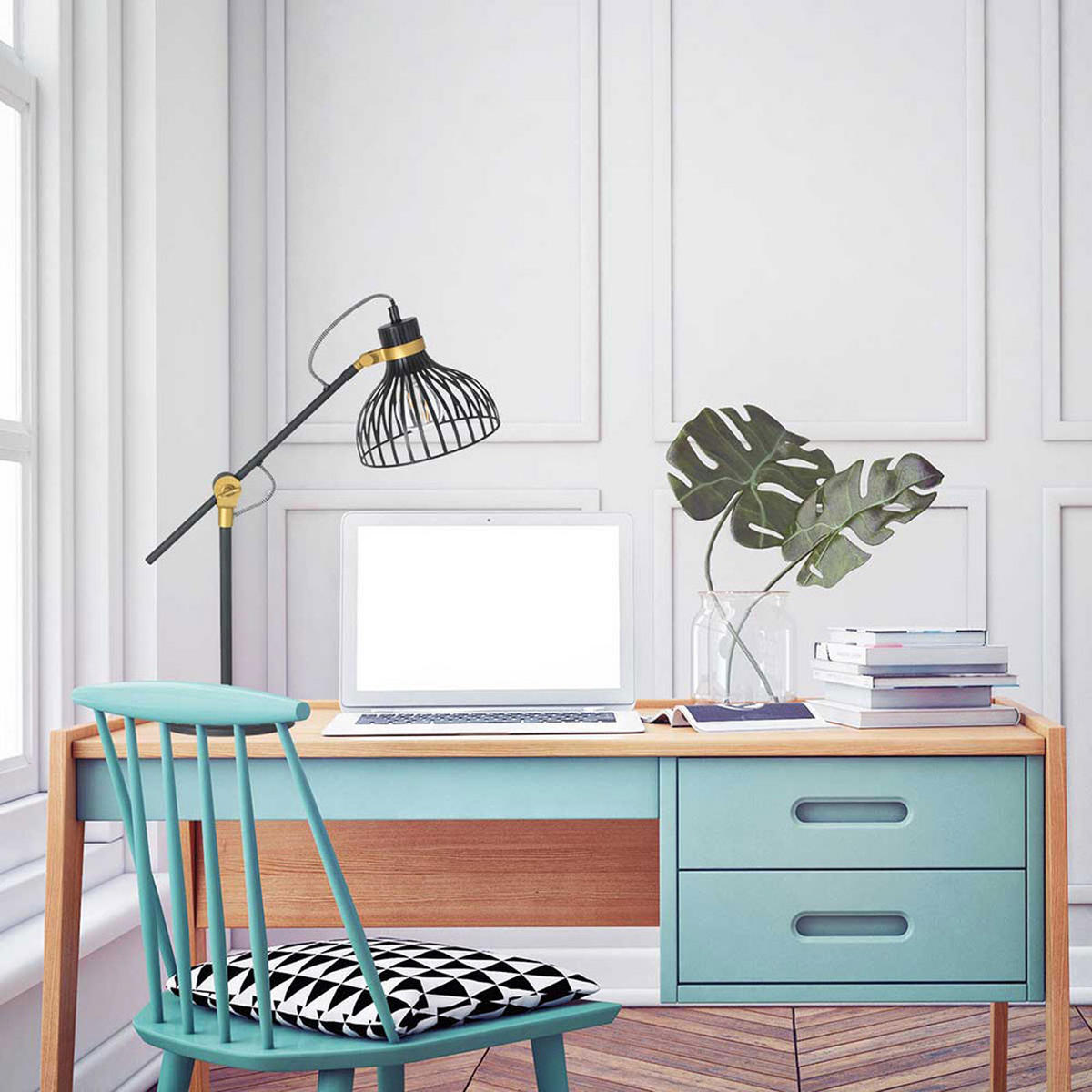 TISCHLEUCHTE Dunbar Metall Schwarz Gold - Schwarz, Metall (50/18/60cm)