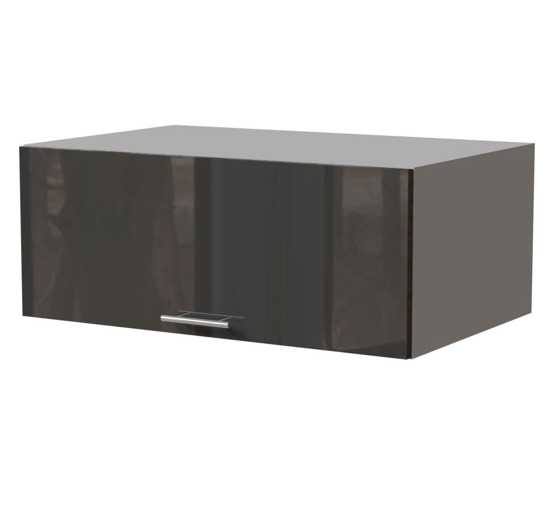 AUFSATZSCHRANK Essen W6B/90 Graphit Hochglanz / Grau Matt 90 / 59 / 36cm - Graphitfarben/Grau, Holz/Holzwerkstoff (90/36/59cm) - Feldmann-Wohnen