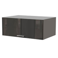 AUFSATZSCHRANK Essen W6B/90 Graphit Hochglanz / Grau Matt 90 / 59 / 36cm - Graphitfarben/Grau, Holz/Holzwerkstoff (90/36/59cm) - Feldmann-Wohnen