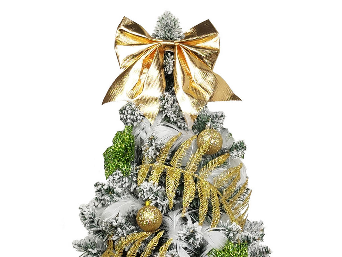 WEIHNACHTSBAUM künstlicher 60 cm – CHAMPAGNEHARMONIE, mit 27-teiligem Weihnachtsbaumschmuck, mit LED-Beleuchtung, inkl. Pflanztopf mit Jutesack - Champagner/Goldfarben, Kunststoff/Stein (40/60cm) - LAALU