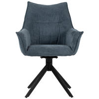 DININGSESSEL Ginosa blau drehbar - Blau/Schwarz, Textil/Metall (62/90/66cm) - Mr. Deko