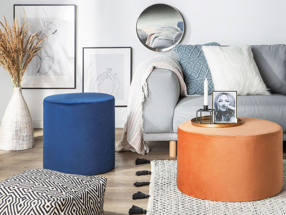POUF Millen 61/61/36 cm - Orange, Textil (61/36/61cm) - Beliani