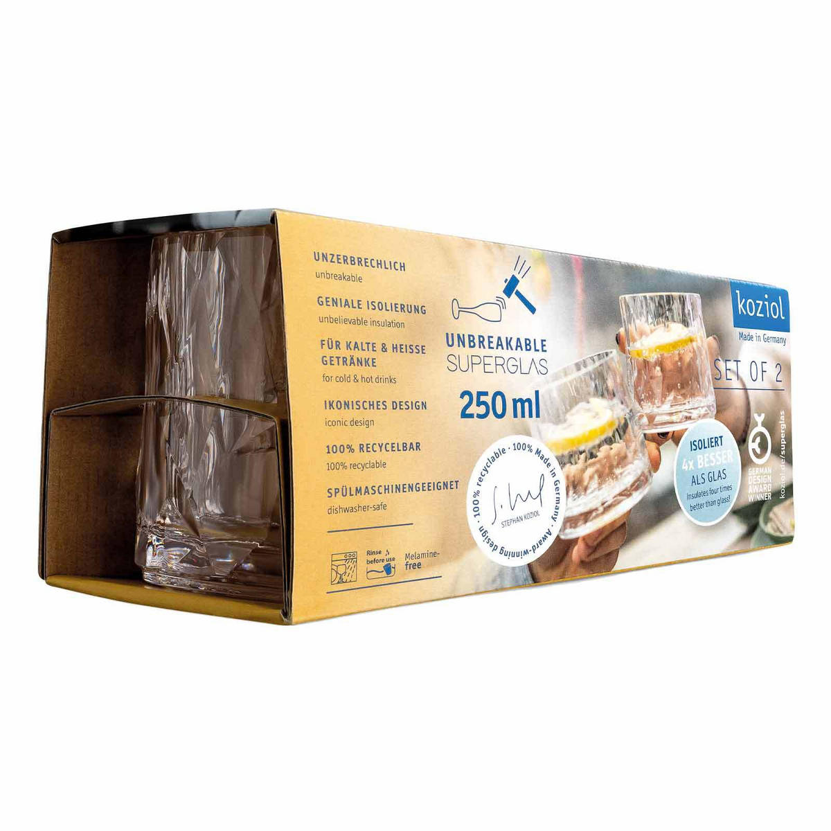 WHISKYBECHER SUPERGLAS Club No. 2 transparent 250 ml 2er Set - Transparent, Kunststoff (0.25L) - Koziol