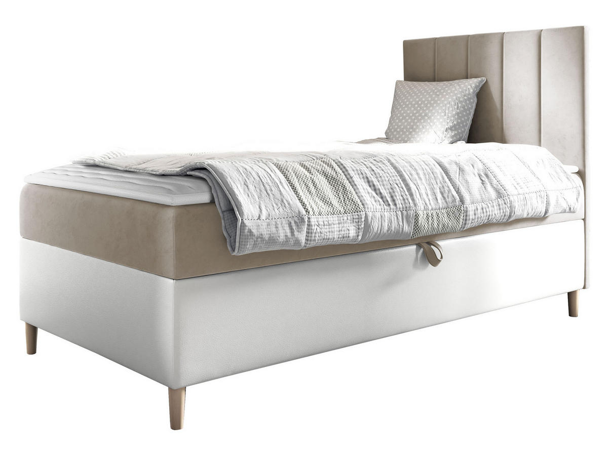 BOXBETT Maja Junior 1, Seite zum Öffnen des Bettkastens: Rechts - Creme/Weiß, Holz (100/200cm) - MIRJAN24