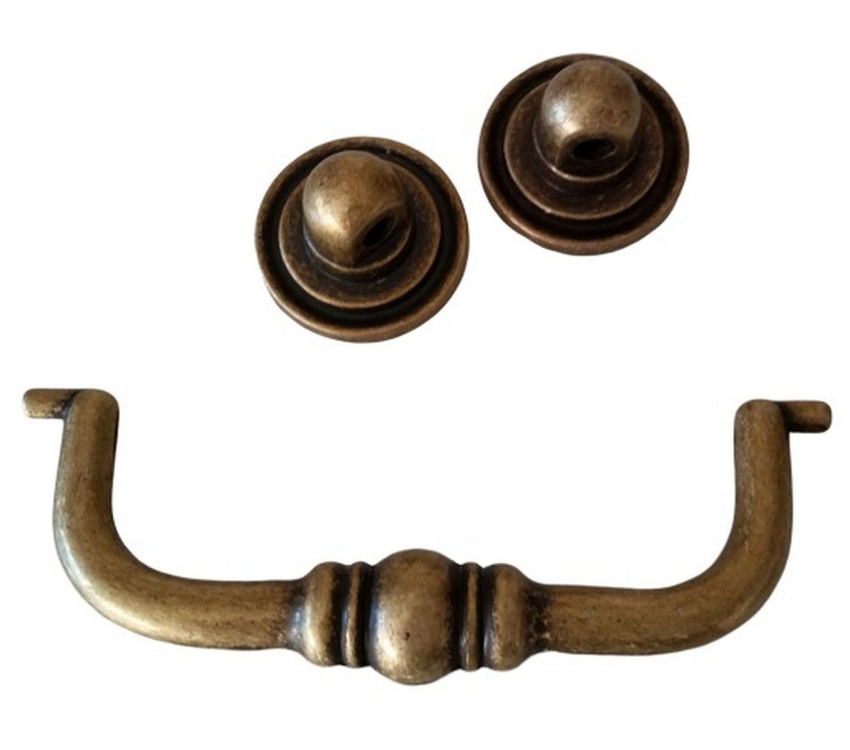 HÄNGEGRIFF BA 80mm Klappgriff Messing brüniert Truhengriff Altmessing Retro - Messingfarben, Metall (0.01/1.5/10.2cm)