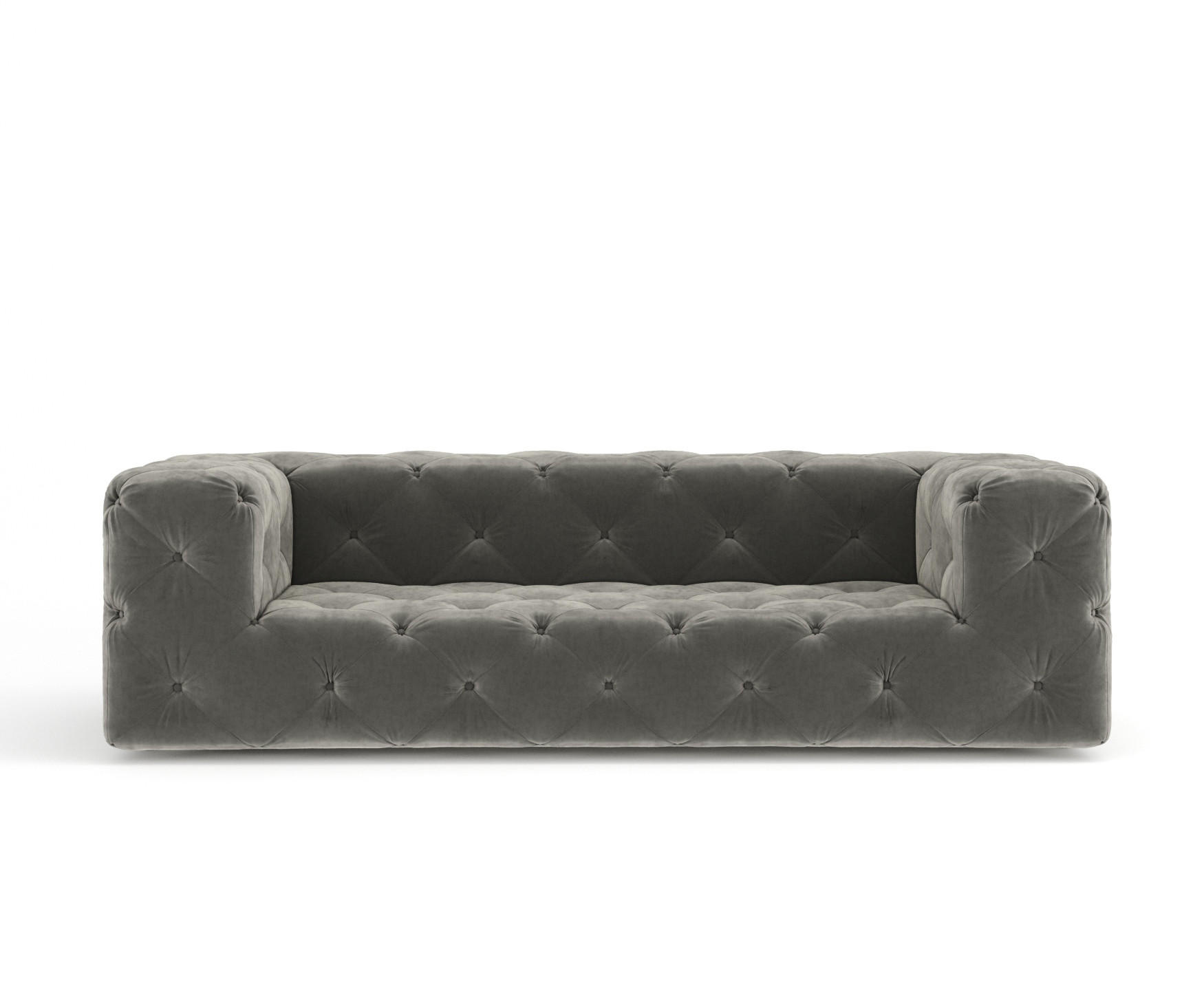 3-SITZER-SOFA Cosimo Grau Samtstoff - Schwarz/Grau, Holz/Holzwerkstoff (230/71/100cm) - Maison de Reve