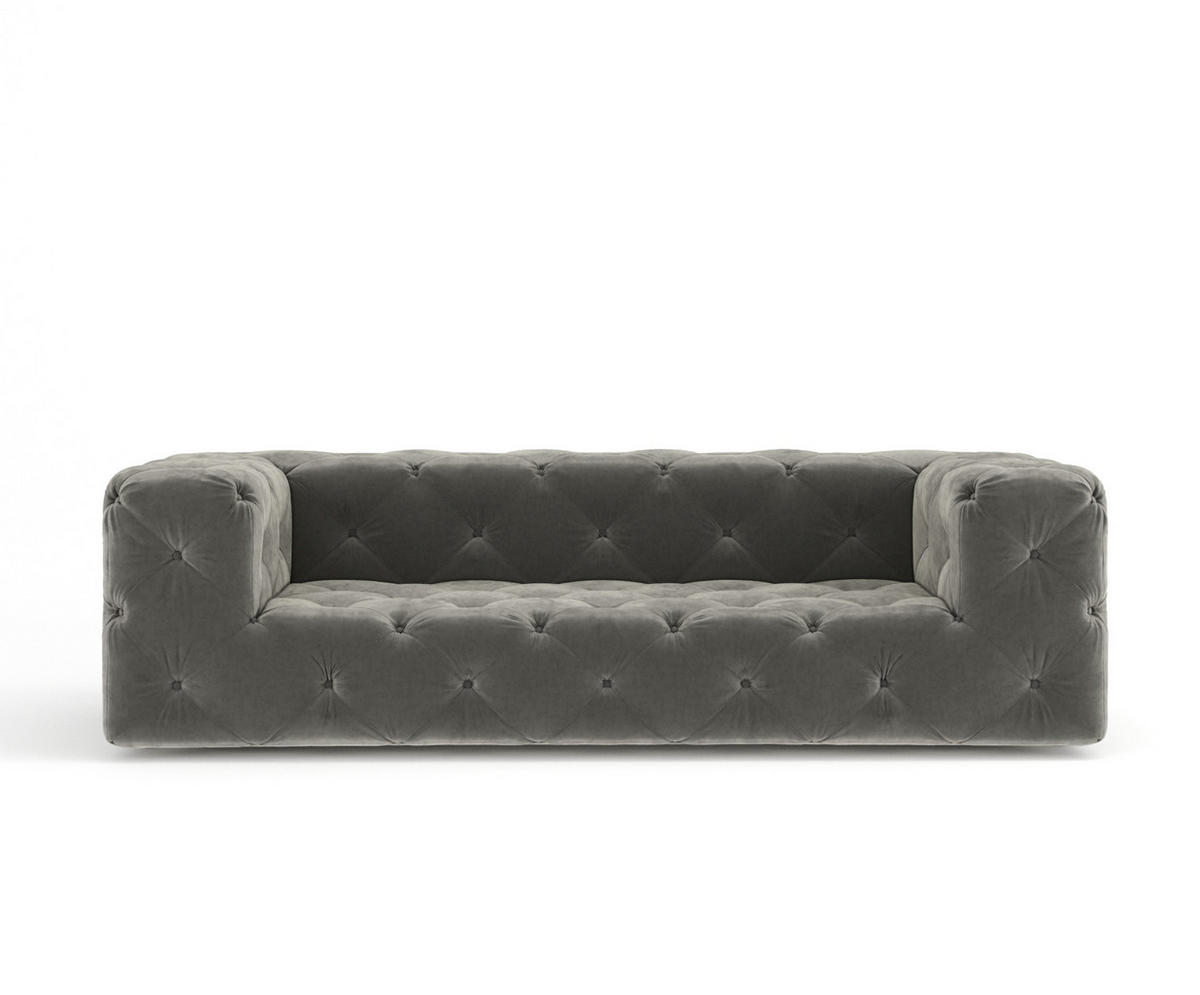 3-SITZER-SOFA Cosimo Grau Samtstoff - Schwarz/Grau, Holz/Holzwerkstoff (230/71/100cm) - Maison de Reve