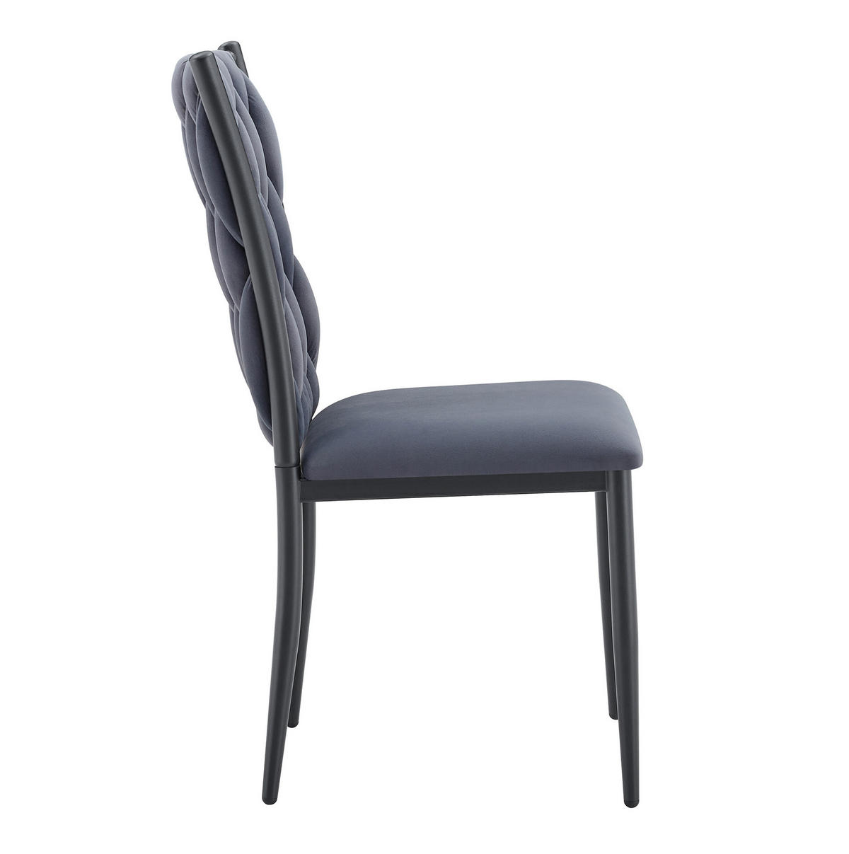 ESSZIMMERSTUHL mit hoher Rückenlehne Dark Grey Samt Metall - Dunkelgrau, Metall (45/94/58cm) - Meubliv