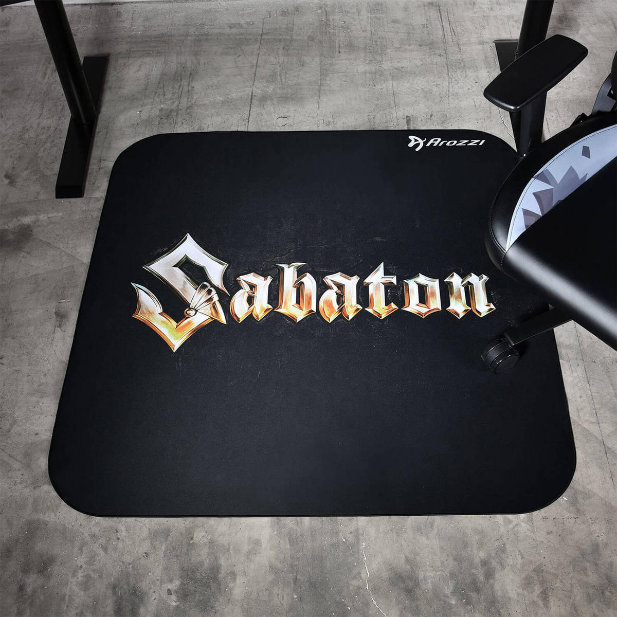 BODENSCHUTZMATTE Zona Quadrat 116 cm Sabaton Edition - Schwarz, Textil (116/116cm) - Arozzi