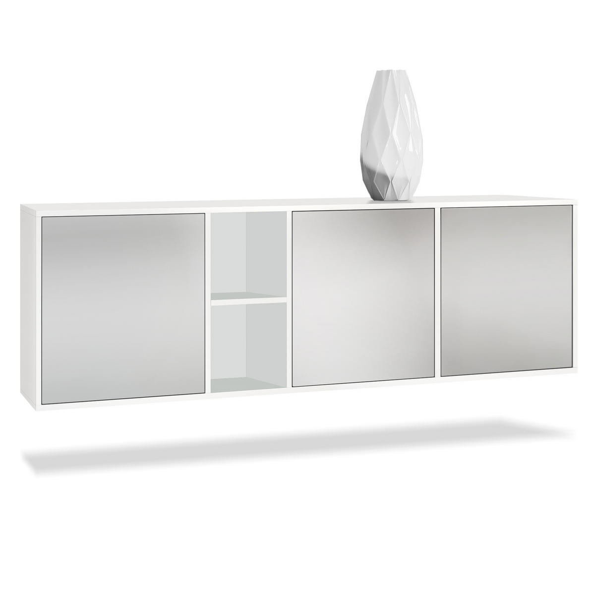 SIDEBOARD Cuba Türen in Hellgrau seidenmatt - Greige, Holzwerkstoff (182/53/35cm) - Vladon
