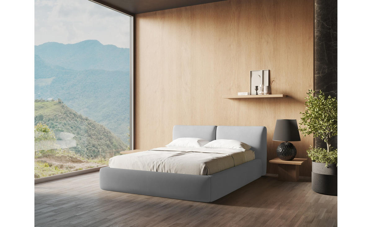 POLSTERBETT mit Bettkasten und Lattenrost 200x228 Grau - Schwarz/Graphitfarben, Kunststoff/Textil (180/200cm) - Makamii