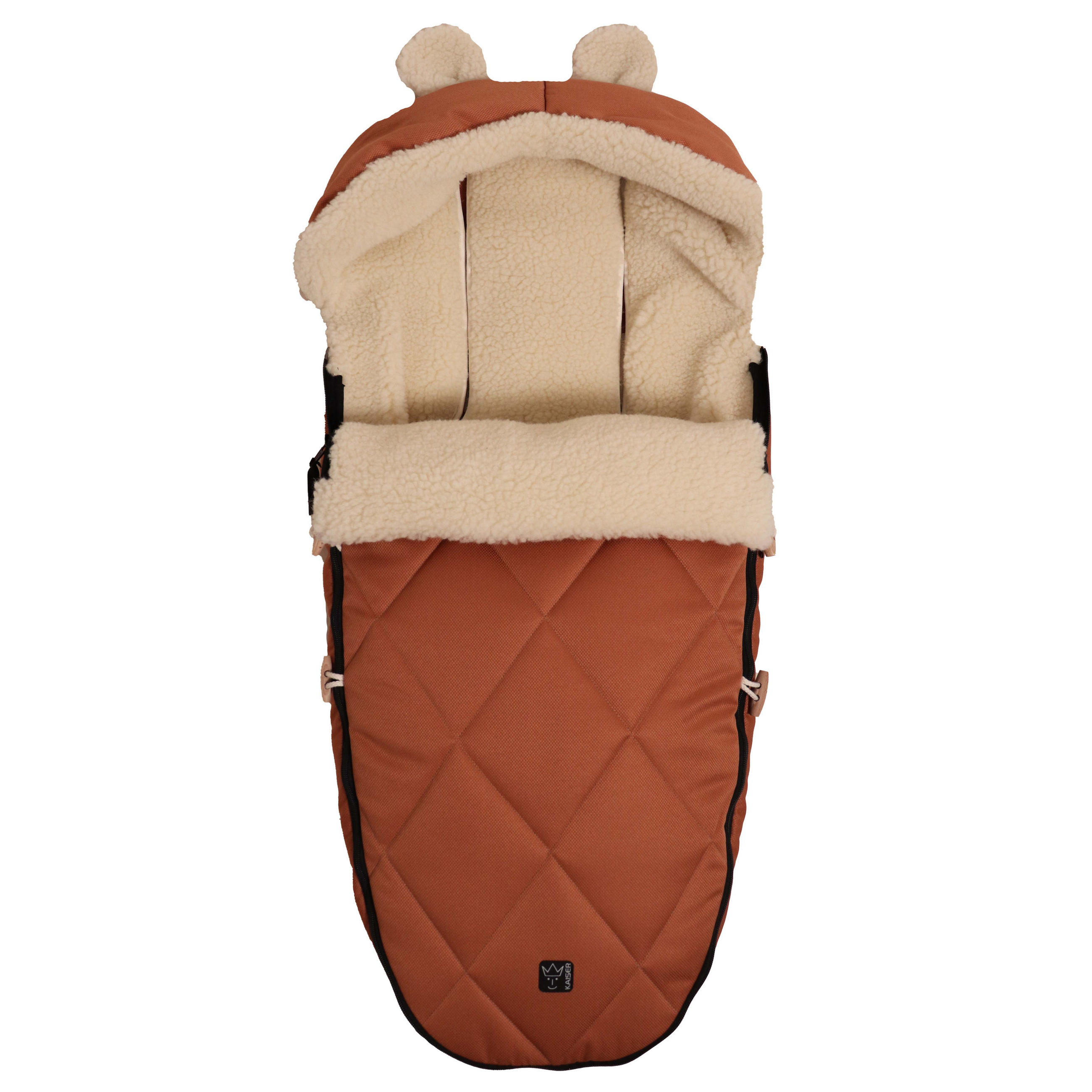 KINDERWAGENFUSSSACK XL EARS WOOL, coral gold - Orange, Naturmaterialien (43/93cm) - Kaiserbaby