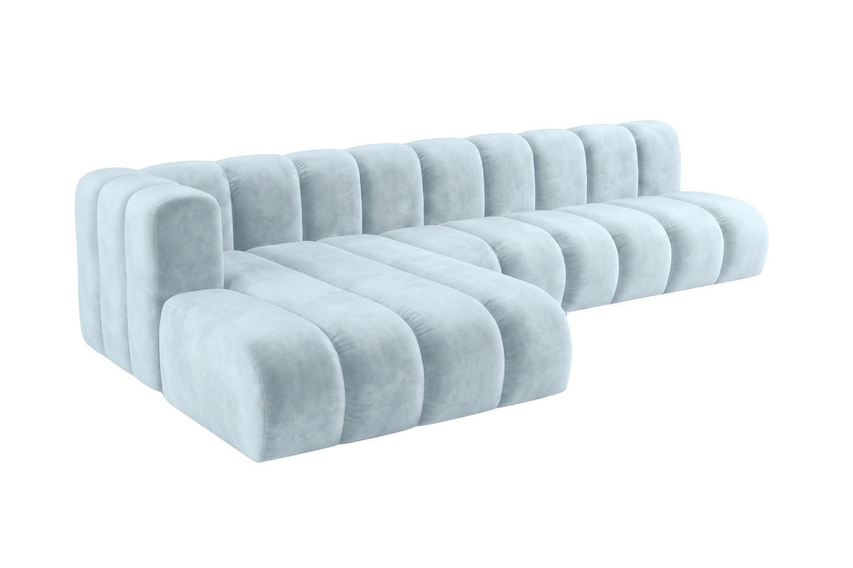 ECKSOFA Modulares In L-Form, Velvet-Stoff Riviera, Babyblau, Links, GRAND 295 cm - Hellblau, Holz (295/179cm) - Kaiser Möbel