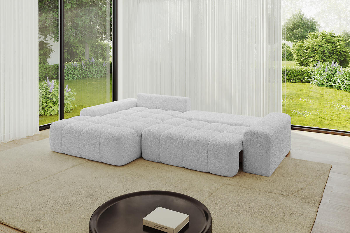 ECKSOFA Ottomane Links ENSI-L - 267x164x88 cm Hellgrau - Hellgrau, Holzwerkstoff/Kunststoff (267/164cm) - ALTDECOR