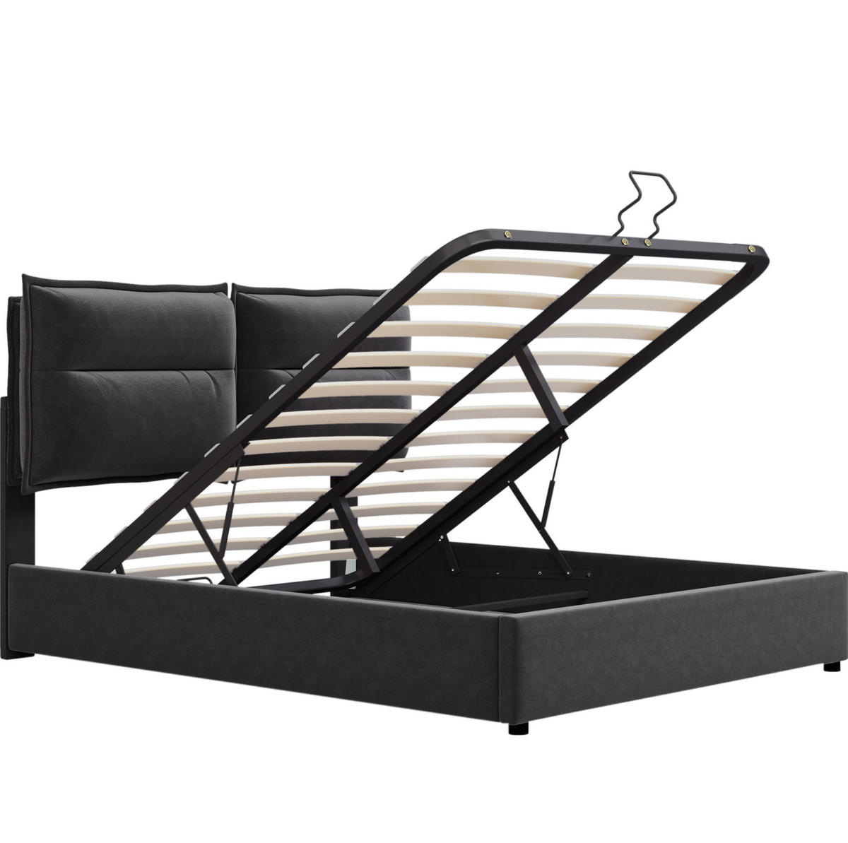 POLSTERBETT mit Bettkasten 140x200 cm Samt Schwarz - Schwarz, Metall (140/200cm) - Meubliv