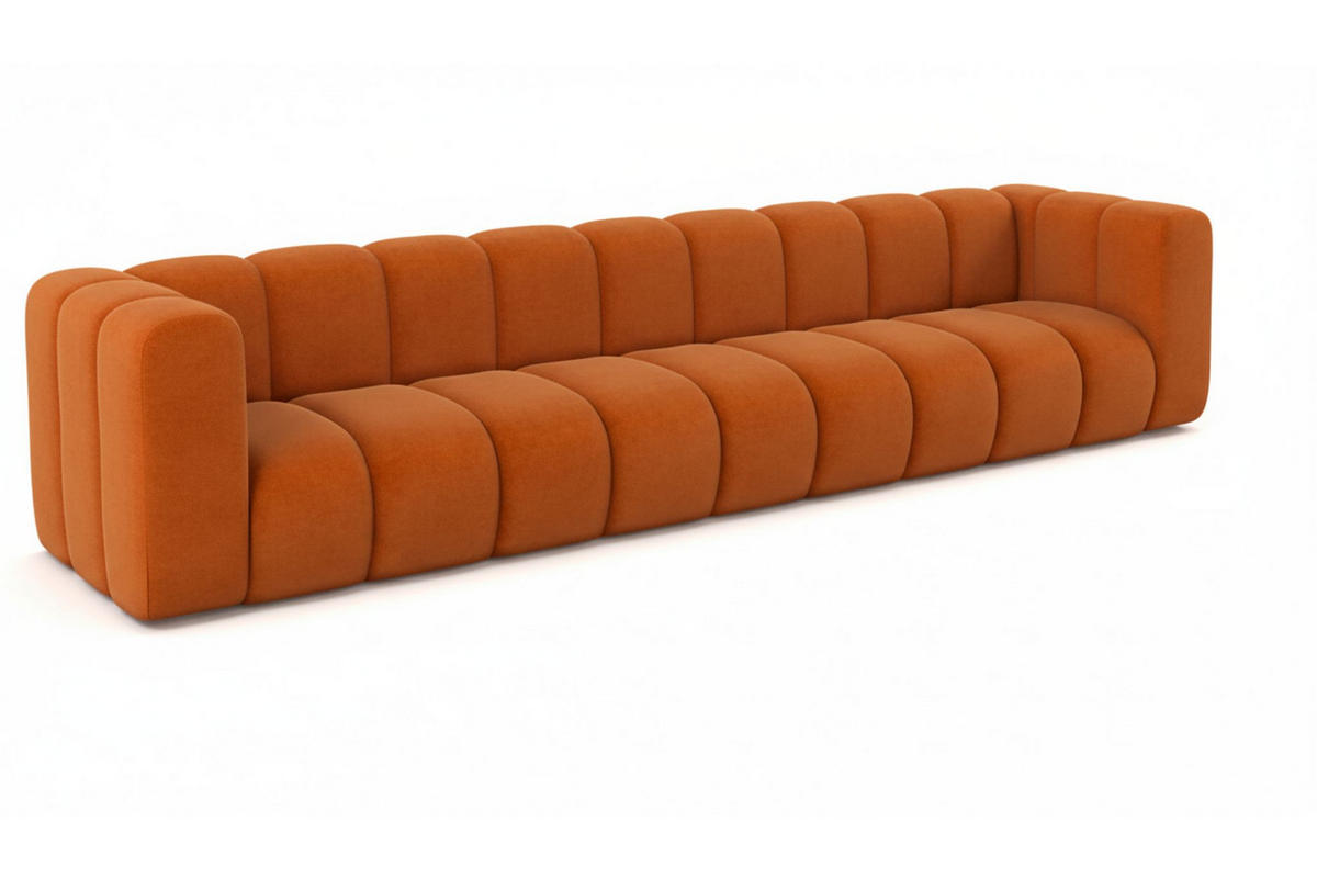 COUCH, Fünfsitzer-Sofa Grand, Veloursstoff Salvador, Braun - Braun, Holz (314/70/87cm) - Kaiser Möbel
