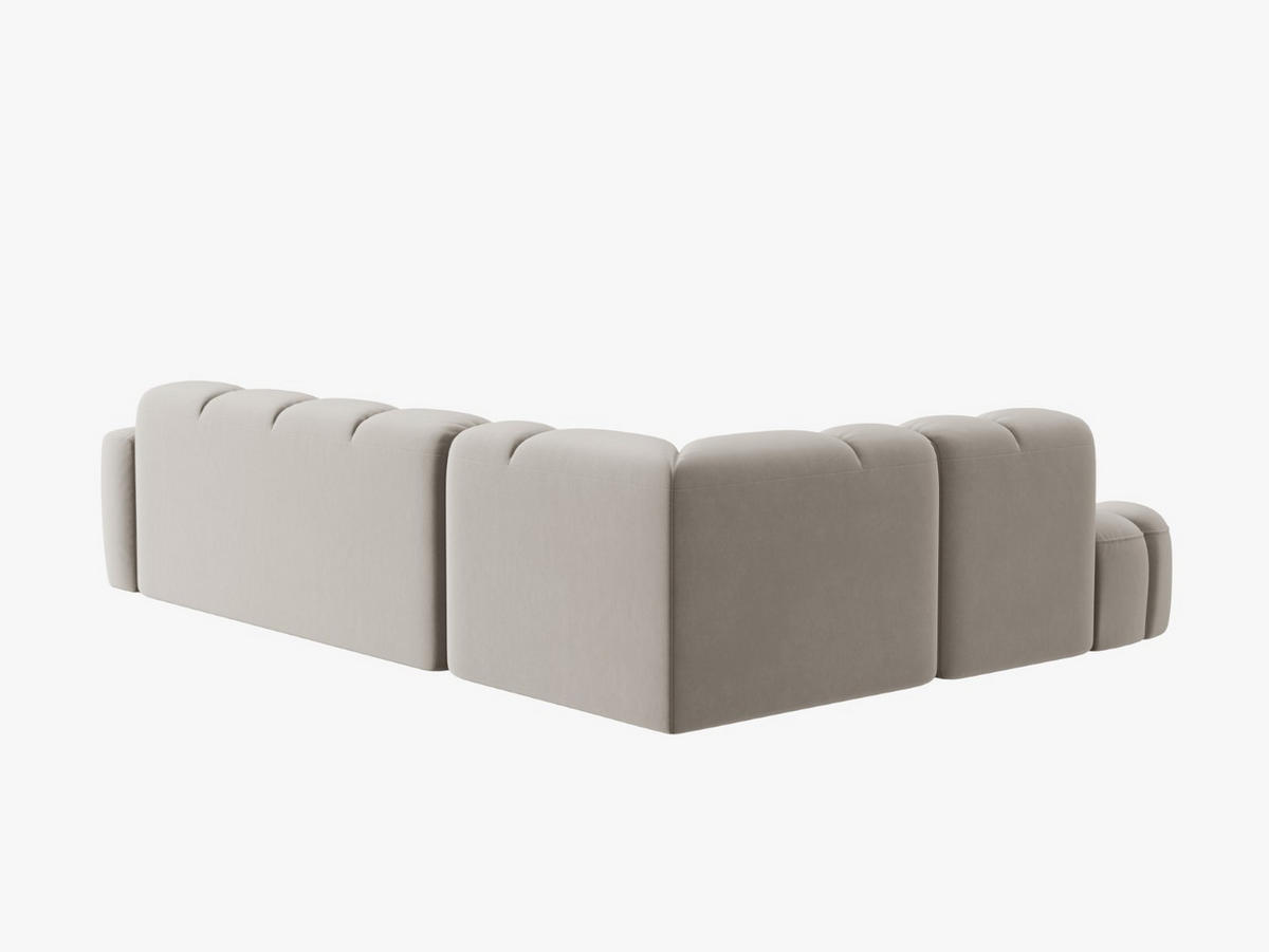 ECKSOFA links Lisa aus Samt leichtes beige 5 Sitzplätze - Creme, Textil (234/293cm) - Micadoni