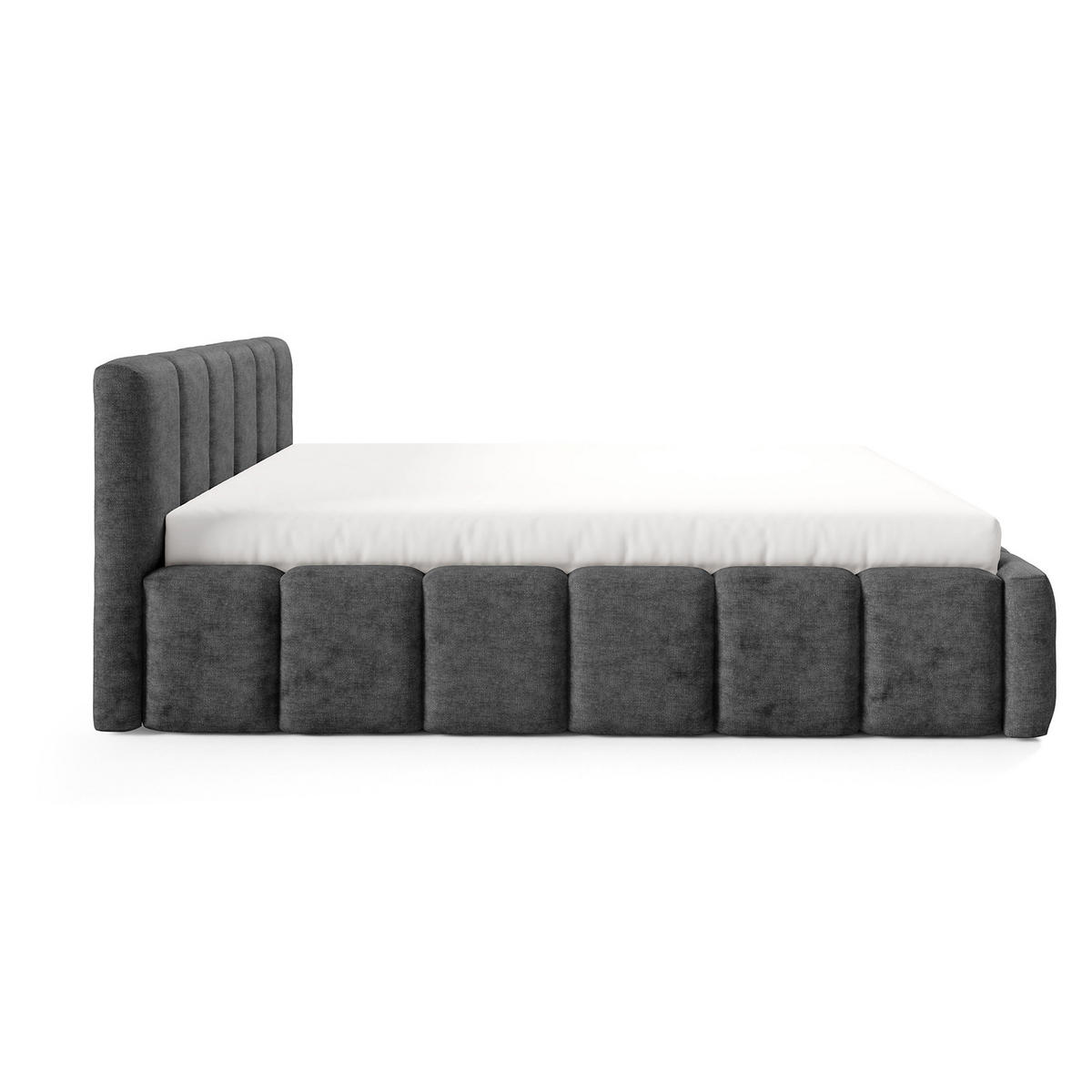 POLSTERBETT KALLA Medium 140x200 cm mit Bettkasten – PERFECT HARMONY 90 - Dunkelgrau, Holz (140/200cm) - Dekori_Interiors