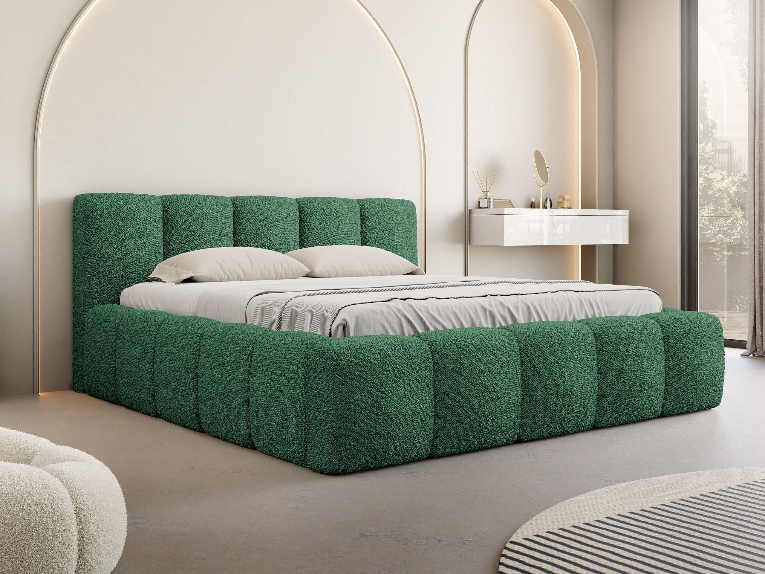 POLSTERBETT Kevson Boucle - Grün, Holzwerkstoff/Textil (140/200cm) - MIRJAN24