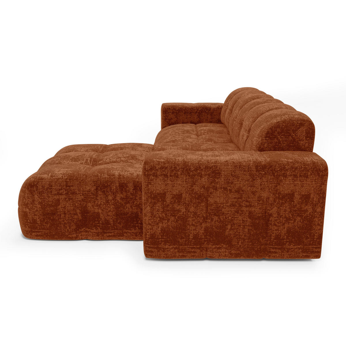 ECKSOFA RECHTS geprägter Samt terracotta 230cm - Terra cotta, Textil (155/230cm) - Sia Home