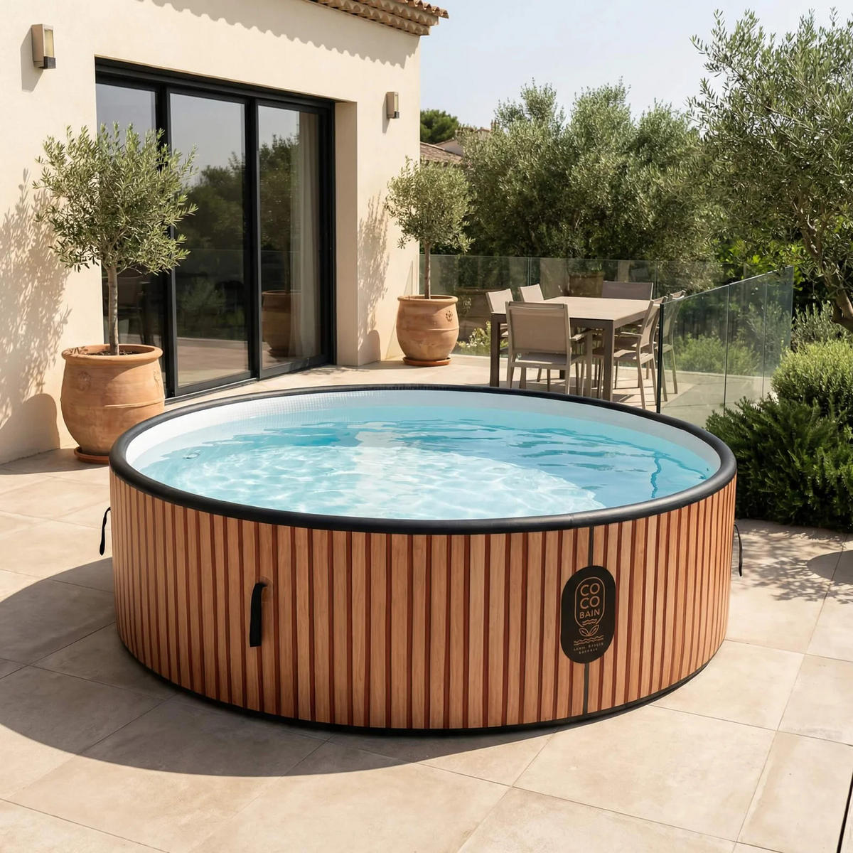 POOL Aufblasbar Copacabanna – Aufstellpool mit 250 cm Durchmesser – Echtholz-Optik - Braun, Kunststoff (250/70/70cm) - COCO BAIN
