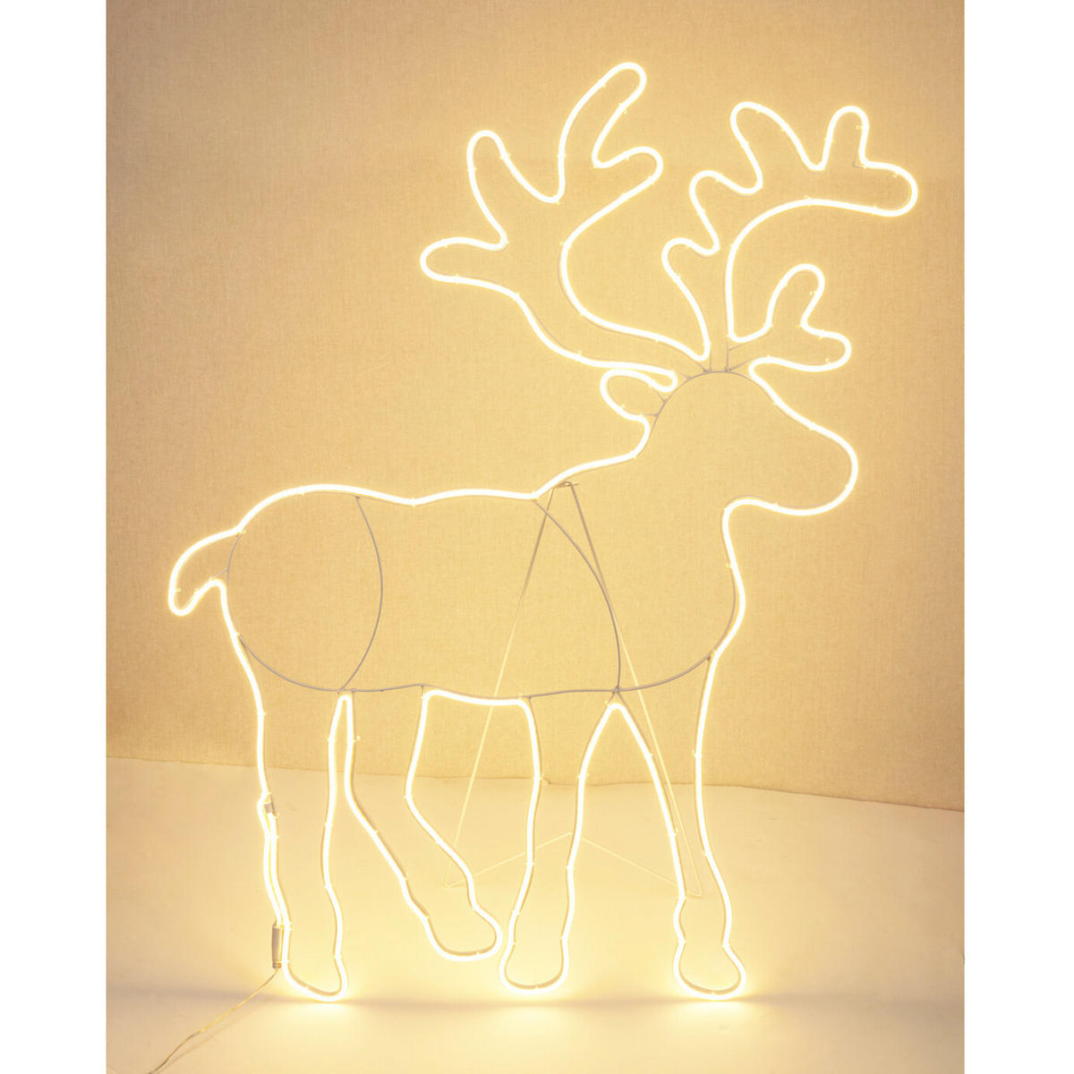 LED-WEIHNACHTSDEKO Rentier 100/80 cm - Weiß, Kunststoff (80/1/100cm) - Home Styling Collection