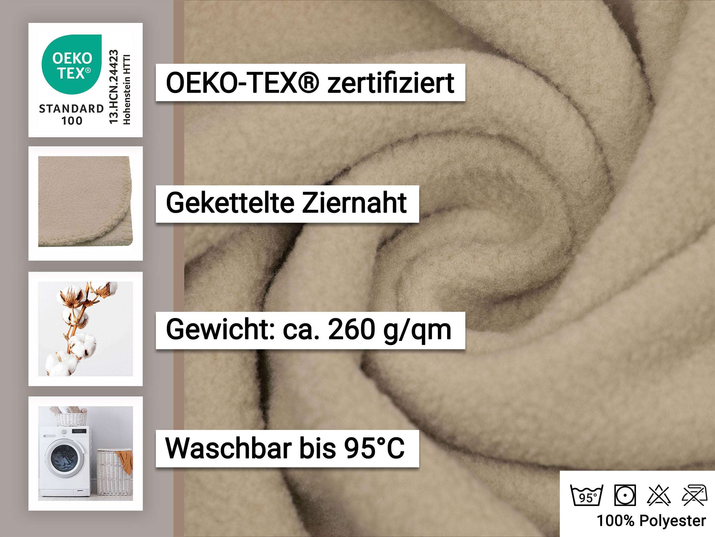 KUSCHELDECKE, 130x170 cm, 100% Polyester, Braun - Hellbraun, Textil (130/170cm) - Zollner