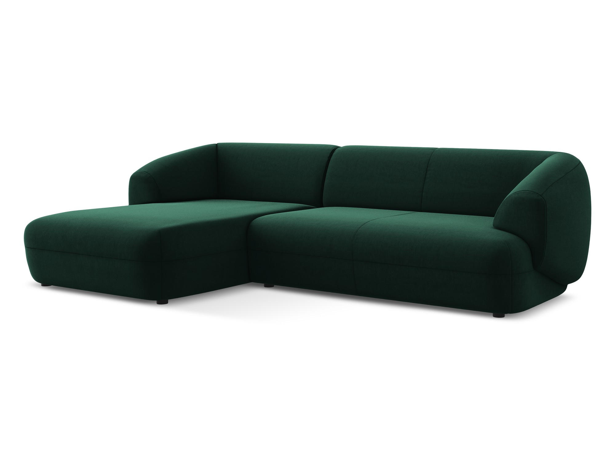 ECKSOFA Links Samt Stoff Grün - Dunkelgrün/Schwarz, Kunststoff/Textil (156/280cm) - Makamii