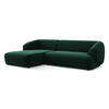 ECKSOFA Links Samt Stoff Grün - Dunkelgrün/Schwarz, Kunststoff/Textil (156/280cm) - Makamii