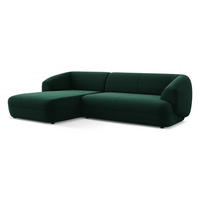 ECKSOFA Links Samt Stoff Grün - Dunkelgrün/Schwarz, Kunststoff/Textil (156/280cm) - Makamii