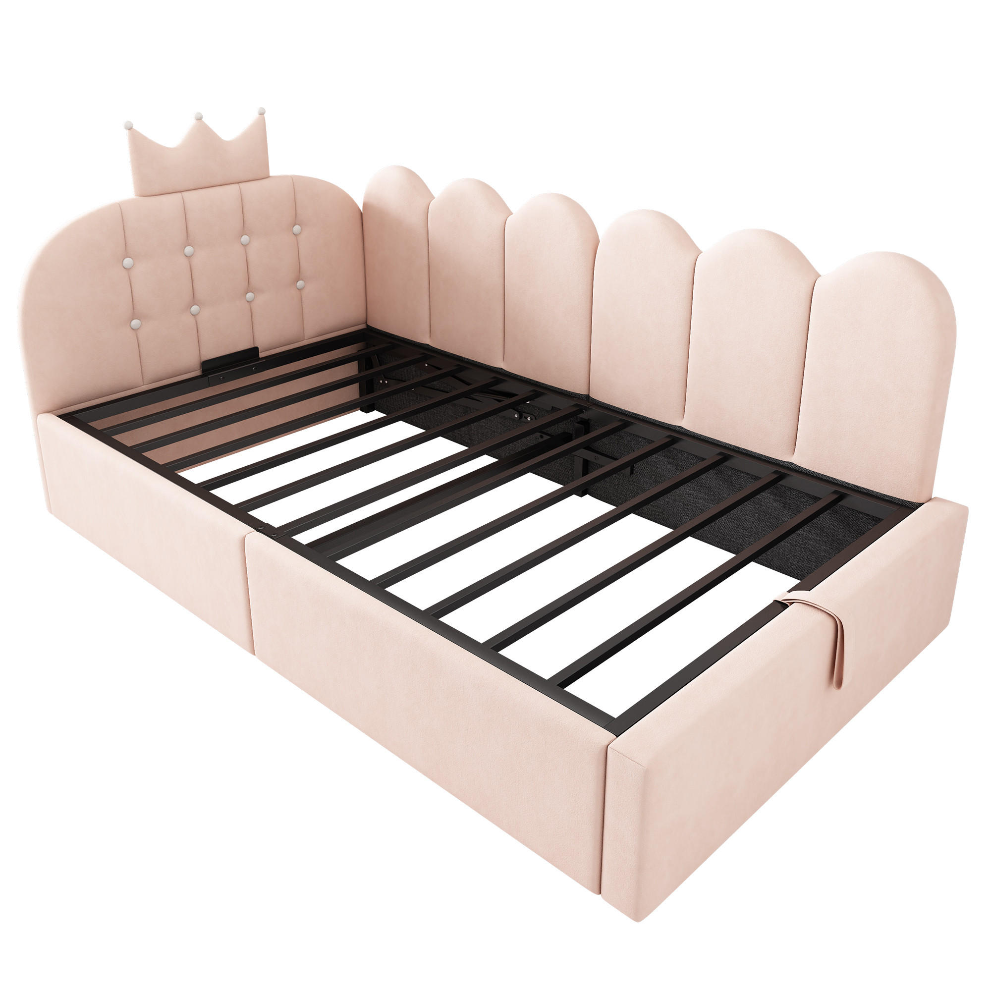 KINDERBETT 90/190 cm DE-00316, in Rosa, hydraulischem Stauraum - Rosa, Metall (90/190cm) - ComfortXL