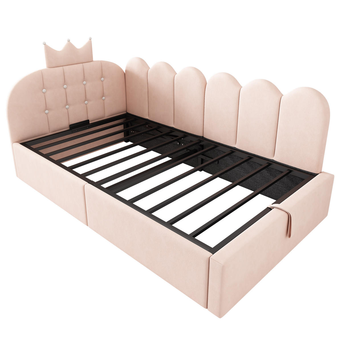 KINDERBETT 90/190 cm DE-00316, in Rosa, hydraulischem Stauraum - Rosa, Metall (90/190cm) - ComfortXL