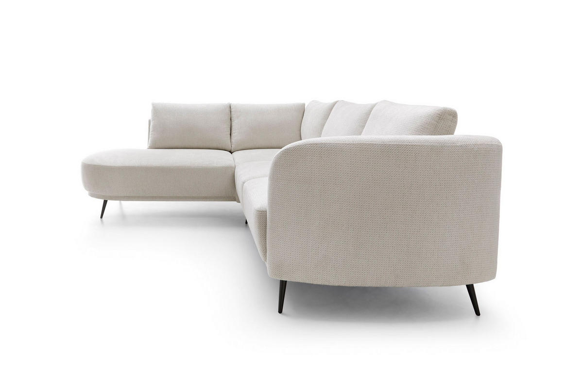 ECKSOFA ALPI Creme Chenille mit Schlaffunktion - Creme, Holz (262/220cm) - MASSENO