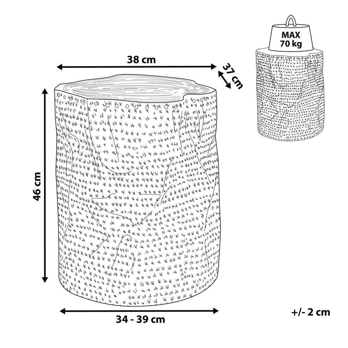 COUCHTISCH Teakholz braun/silber zylindrisch Gordon - Hellbraun/Silberfarben, Holz (37/39/46cm) - Beliani